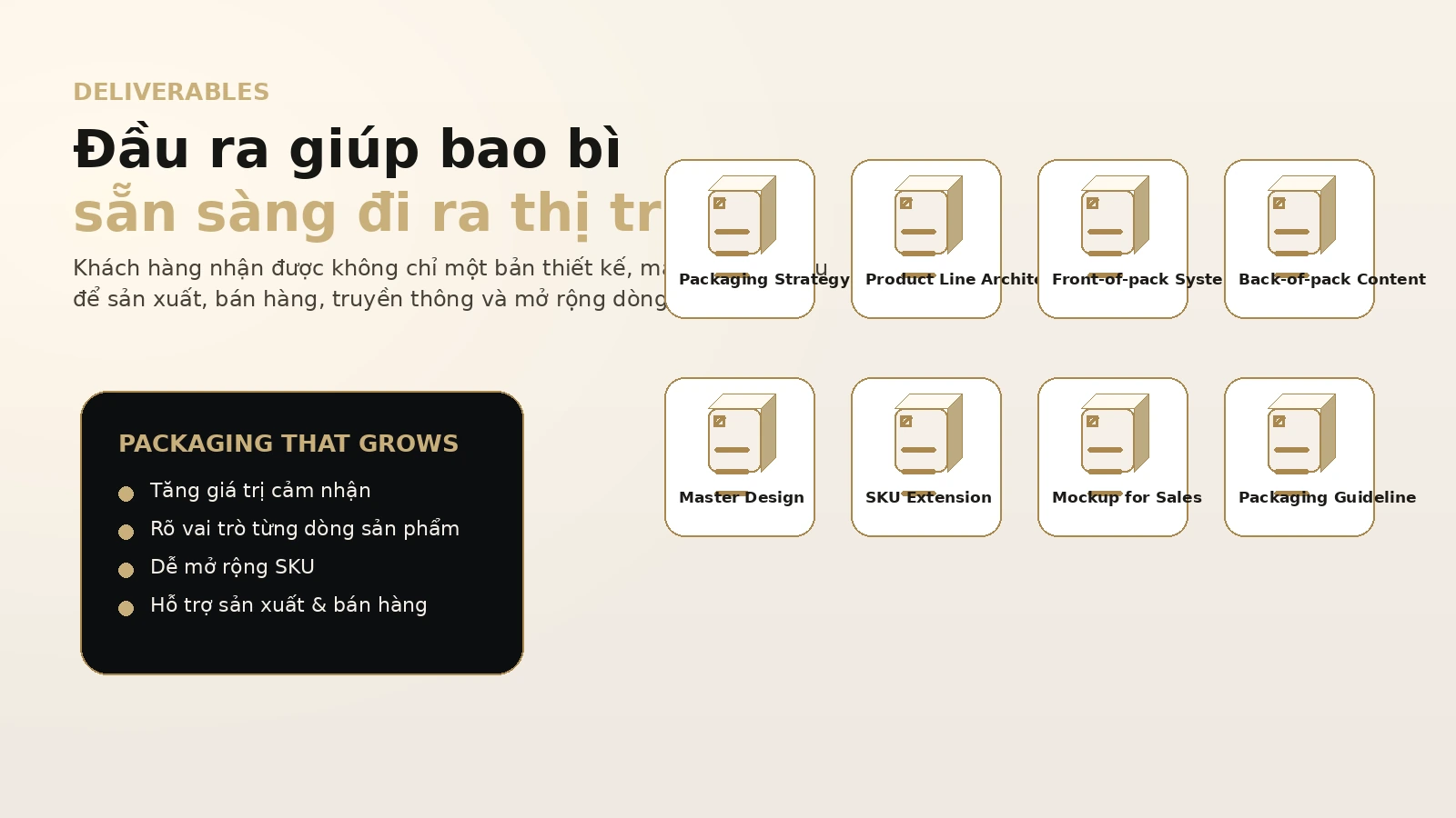 Đầu ra bàn giao của Packaging Growth System