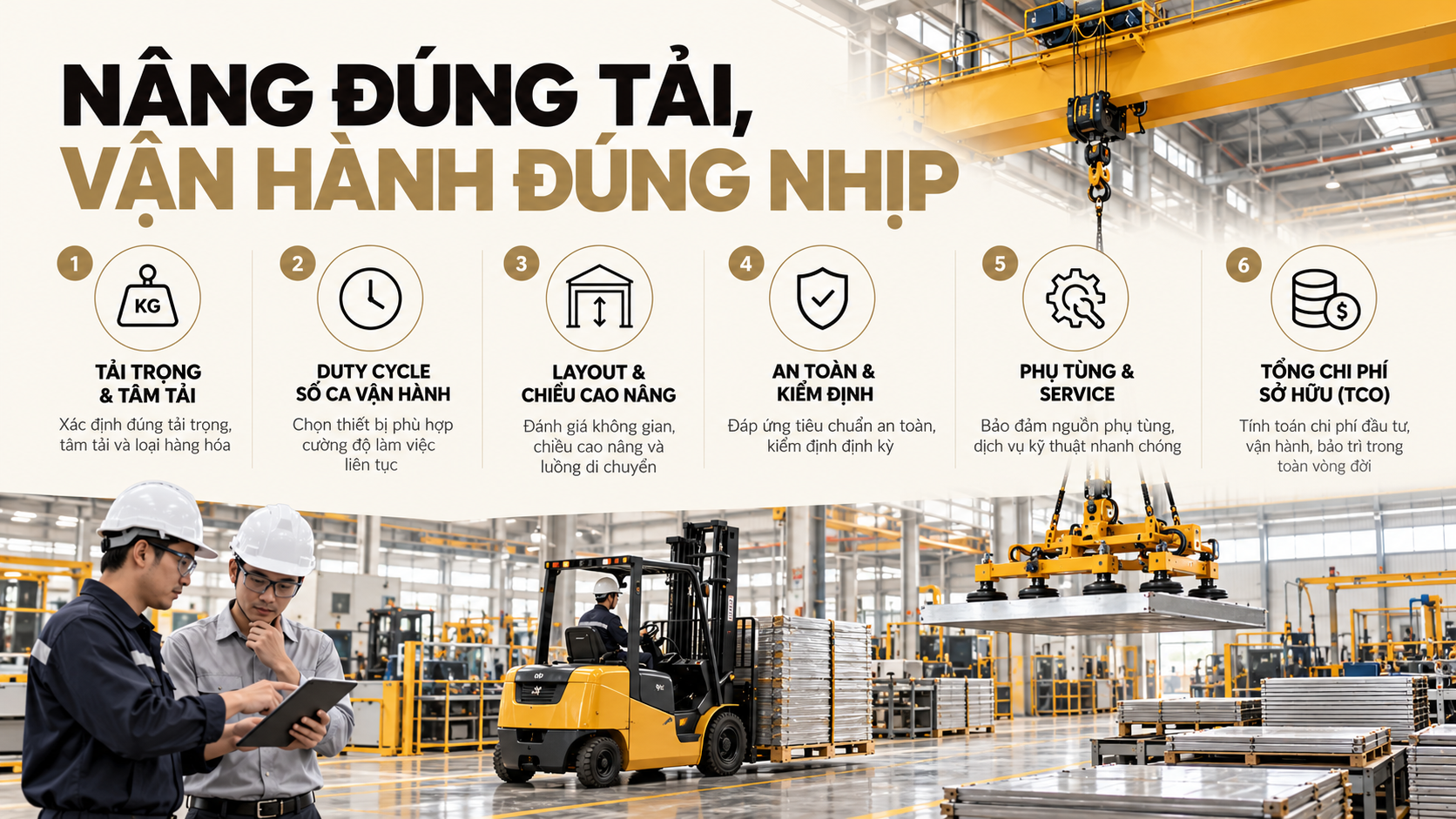 Nâng đúng tải và vận hành đúng nhịp trong nhà máy với thiết bị nâng hạ phù hợp